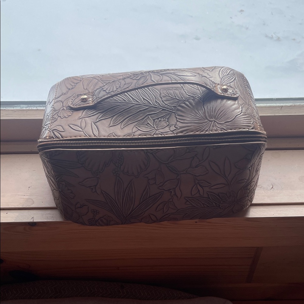 Floral Embossed Brown Leather Bag